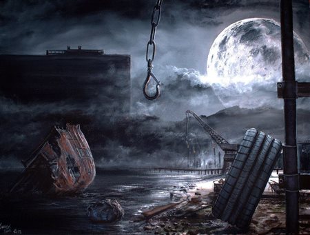 Mauro Pani "Paesaggio surreale" olio su tela cm 60x80 con cornice Autentica...