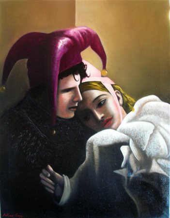 Antonio Sciacca "Innamorarsi a Venezia" Olio su tela cm 90x70 - Autentica...