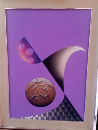 Filippo De Gasperi "Antenna" 1973 olio e T.M. su tela cm 70x50 Autentica su...