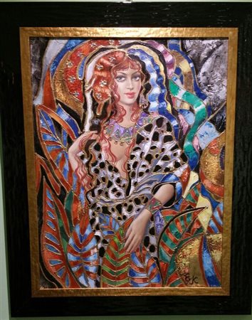 Elena Khmeleva "Soubrette" Olio su tela cm 62x47 con splendida cornice...