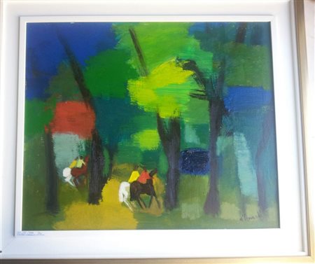 Gianrodolfo D'Accardi "Cavallini d'estate" Olio su tela cm 50x60 Autentica su...