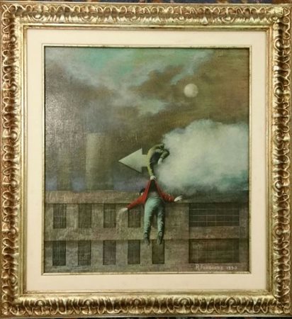 Rocco Forgione "Atmosfere" Olio su masonite cm 36,5x33 opera con bella...