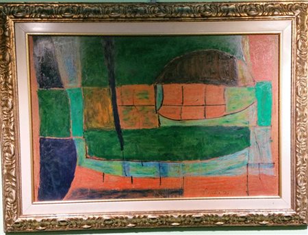 Renato Birolli "Luci del porto" 1955 olio su masonite cm 40x60 - Al retro...