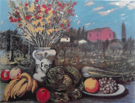 CASCELLA MICHELE (1892 - 1989) Natura. Litografia. Cm 80,00 x 65,00. P.d.a....