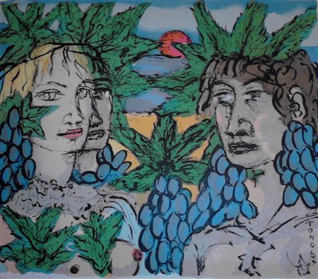 ZANCANARO TONO (1906 - 1985) Vendemmia al Sud. Litografia. Cm 54,00 x 46,50....