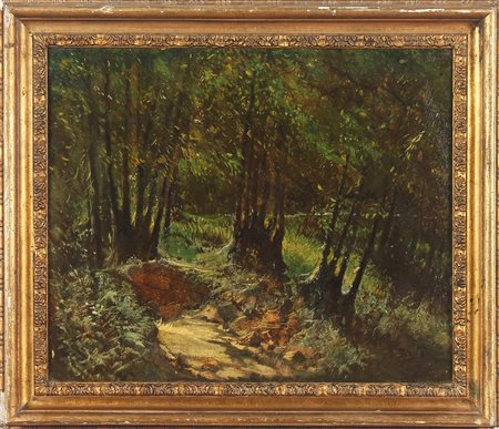 ARTISTA DEL XX SECOLO Paesaggio. Olio su tela . Cm 52,00 x 44,00. tracce di...