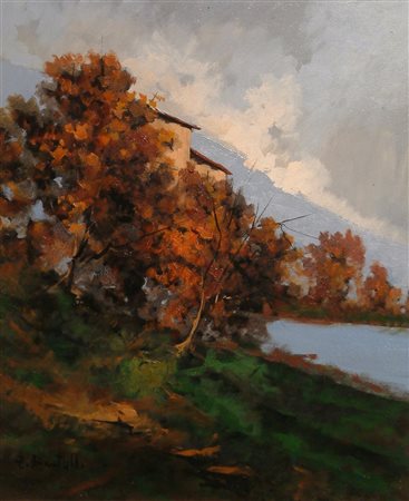 BERTULLI FRANCO (1932 - 1998) Paesaggio. Olio su tela. Cm 50,00 x 59,00....