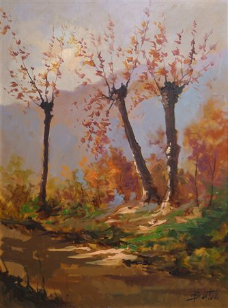 BERTULLI FRANCO (1932 - 1998) Paesaggio autunnale. Olio su tela. Cm 79,00 x...