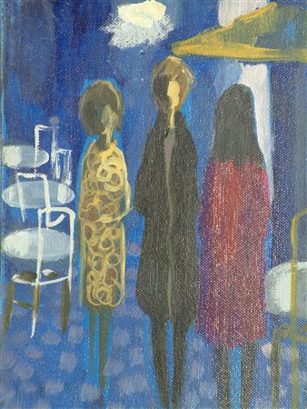 FANTUZZI ELIANO (1909 - 1987) Figure. Olio su tela. Cm 18,00 x 24,00.