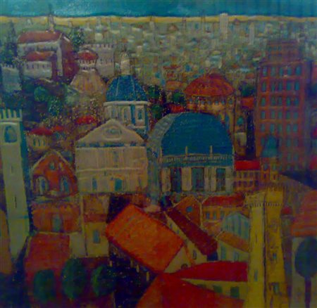 FILIPPINI ENZO (1924 - 2001) La mia Brescia. Tecnica mista su lamina di...