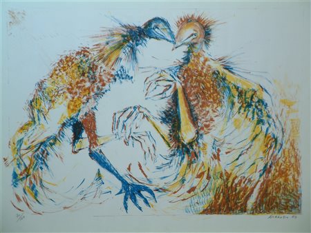 AMBORGIO GIANNI (n. 1928) Senza titolo. 1969. Litografia. Cm 50,00 x 70,00....