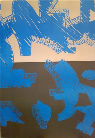 ACCARDI CARLA (n. 1924) Blu. 2000. Litografia. Cm 70,00 x 50,00. 73/99....