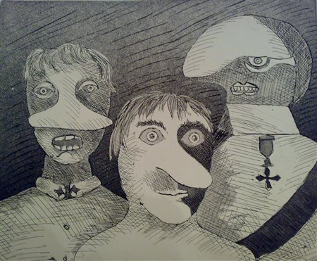 BAJ ENRICO (1924 - 2003) Figure. Acquaforte. Cm 18,50 x 23,00. 11/125....