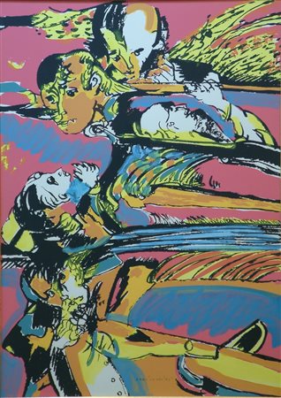 BRINDISI REMO (1918 - 1996) Senza titolo. Retouchè su serigrafia.. Cm 50,00 x...