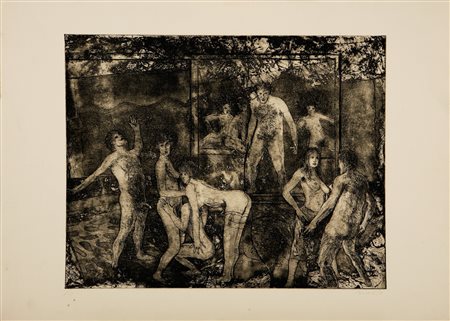 CARROLL ROBERT (n. 1934) Senza titolo. 1970. Acquaforte e vernice molle.. Cm...