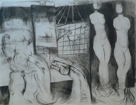 CASSINARI BRUNO (1912 - 1992) Sogno. incisione ad acquaforte e puntasecca. Cm...