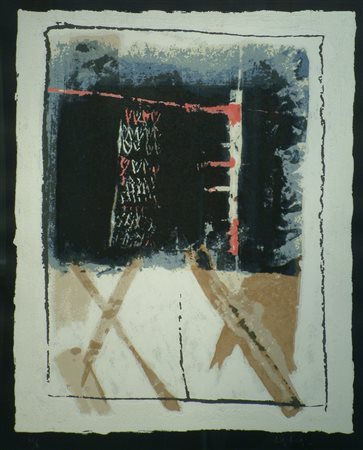 CELIBERTI GIORGIO (n. 1929) Partenza all'alba. 1996. Serigrafia materica. Cm...