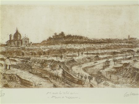 CORBANI MAURO (n. 1952) Montichiari panorama. 1985. incisione ad acquaforte e...
