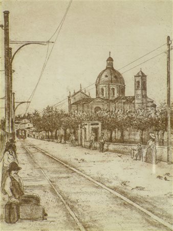 CORBANI MAURO (n. 1952) Montichiari, La Basilica. 1986. incisione ad...