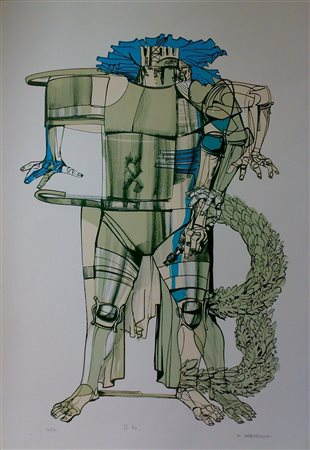 CREMONINI WALTER (n. 1924) Il re. Litografia. Cm 50,00 x 70,00. 95/100....