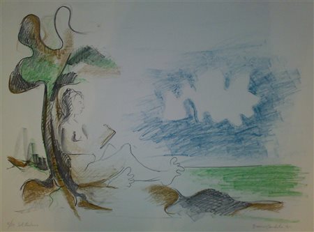 GANDOLA BRUNO (n. 1940) Solitudine. 1971. Litografia. Cm 70,00 x 50,00....