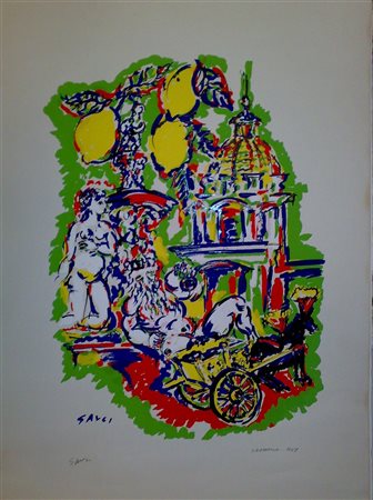 GAULI PIERO (n. 1916) Zagarella. 1969. Litografia. Cm 48,00 x 67,00. P.d.a....