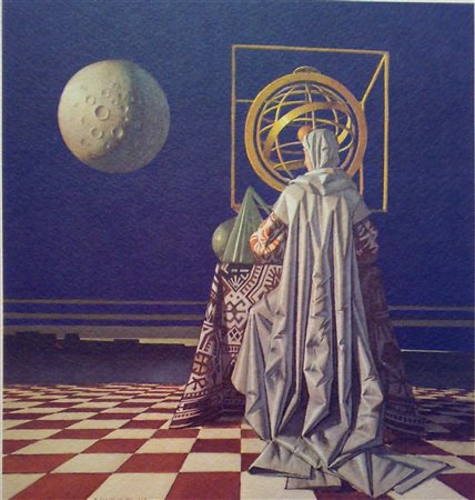 PARMEGGIANI ROMANO (n. 1930) L'uomo e la Luna. Fotolitografia. Cm 21,00 x...