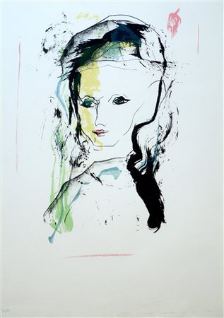 TRECCANI ERNESTO (1920 - 2009) Volto di donna. Serigrafia. Cm 45,00 x 70,00....