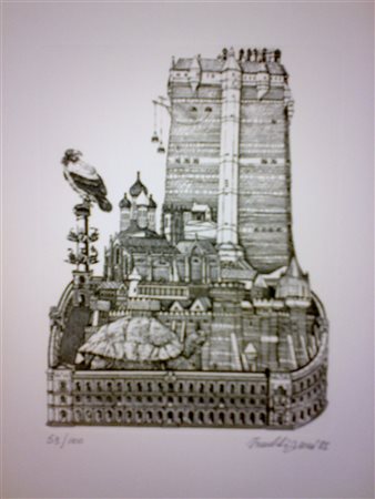 TRUBBIANI VALERIANO (n. 1937) Senza titolo. Acquaforte. Cm 25,00 x 35,00....