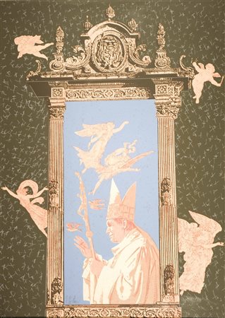 DE FILIPPI FERNANDO (n. 1940) Papa Woytila. Litografia. Cm 50,00 x 70,00.