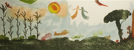 GALLE' RITA (n. 1930) Senza titolo. Acquaforte, acquatinta. Cm 120,00 x 60,00.