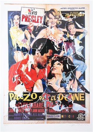 ROTELLA MIMMO (1918 - 2006) Pazzo per le donne. Litodecollage. Cm 70,00 x...