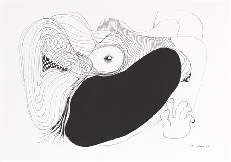 TINTERI ODO (n. 1939) Senza titolo 1. 1969. Tecnica mista su cartoncino. Cm...