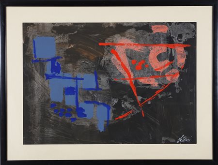 DE TONI Senza titolo. Tecnica mista su carta. Cm 67,00 x 47,00. Firma in...