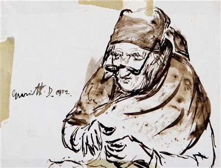 GRAZIOTTI DANTE (XX SEC.) Donna che cuce. 1952. China su carta. Cm 15,00 x...