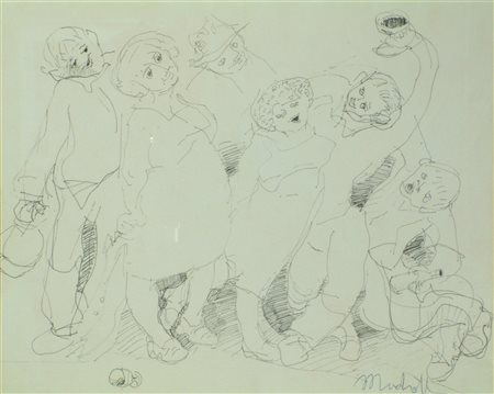 MUCCHETTI TANCREDI (n. 1932) Fiera del vino a Polpenazze. 1991. Penna su...