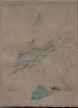 CAMPANI LUCIA Senza titolo. 1980. Tecnica mista su carta. Cm 25,00 x 34,00.