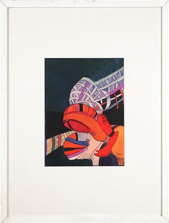 CRAGNOLINI TONINO (n. 1937) Senza titolo. 1973. Tecnica mista su carta. Cm...