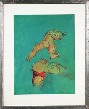 CRAGNOLINI TONINO (n. 1937) Senza titolo. 1976. Tecnica mista su carta. Cm...