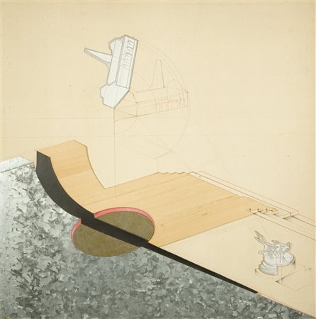 CARUSO UGO (1926 - 2011) Piattaforma blindata con fenditura e fabbrica....