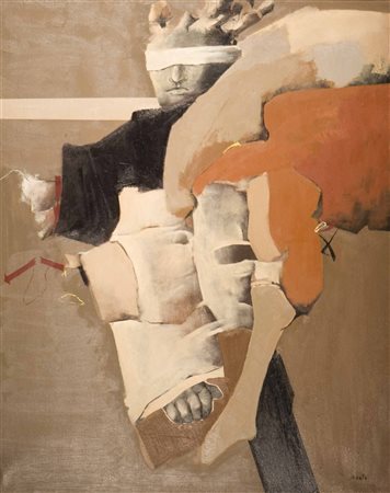 BEATO Senza Titolo. Olio su tela . Cm 80,00 x 100,00. Firma in basso a destra.