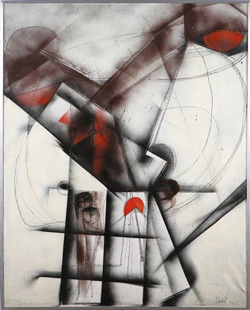 SANTORO GIUSI (n. 1931) Senza titolo. 1973. Tecnica mista su tela. Cm 81,00 x...