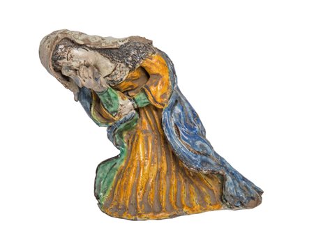SCULTURA in ceramica smaltata e decorata raffigurante "Madonna". Sicilia...