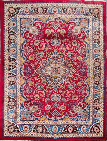 TAPPETO Meshad, trama e ordito in cotone, vello in lana. Persia XX secolo...