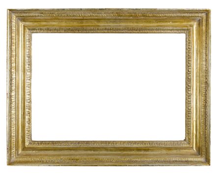 CORNICE stile Impero in legno dorato ad argento a mecca (cm 56 x 40). Sicilia...