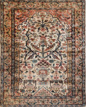 TAPPETO Islamabad, trama e ordito in cotone e vello in lana e seta. XX secolo...