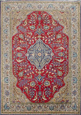 TAPPETO Qum Shareaza, trama e ordito in cotone e vello in lana. XX secolo...