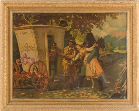 COPPIA OLEOGRAFIE "briganti". Italia fine '800 Misure: cm 81 x 60,5