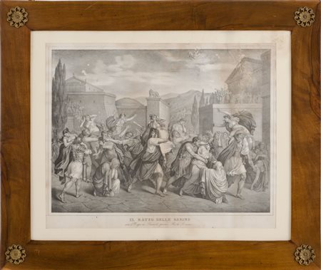 COPPIA STAMPE "Ratto delle Sabine" e "battaglia tra romani e Sabini". XIX...