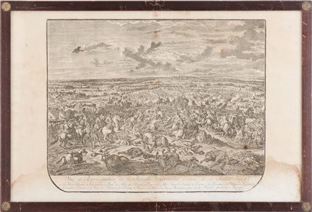 STAMPA in bianco e nero "battaglia di Oudenaarde". Francia primi '900 Misure:...